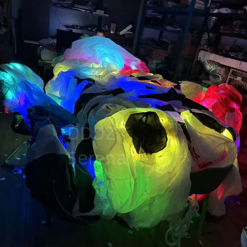 21m LED Manta Ray Fish Night Flying Stingray Kite 30D Ripstop Nylon Fabric Line Laundry  Pendant Large soft Inflatable show Kite