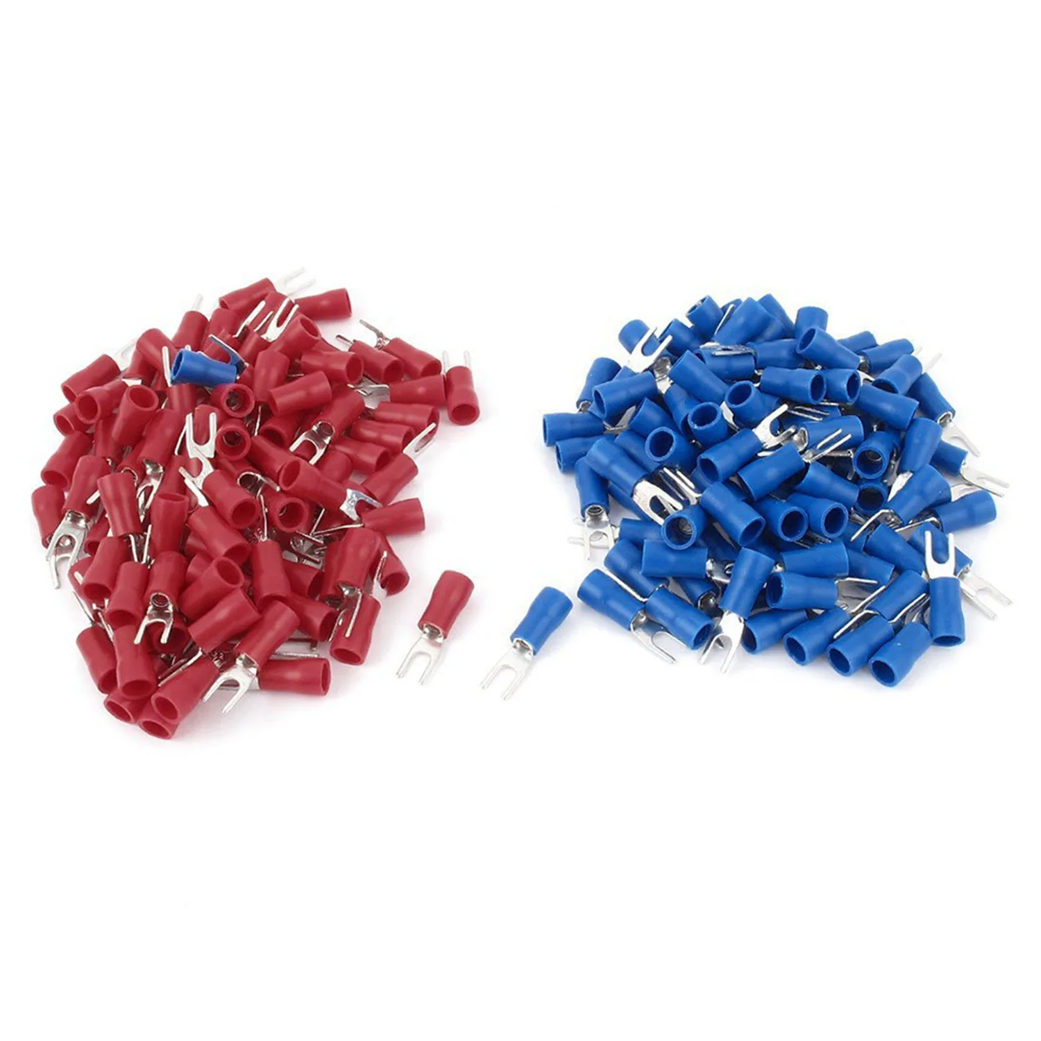 APPLIA-260Pcs 16-14 AWG Red Blue Wire Connector Insulated Fork Terminal Lugs Battery Terminals Set Wire Terminals Connector