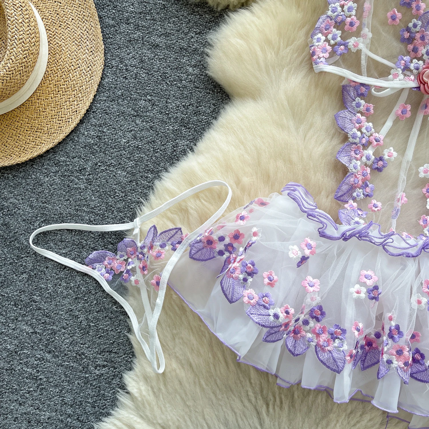 Chic Sexy hollow out off shoulder mesh Ruched Fairy A-line Summer  Women Boho Sundress  women clothing mini dress