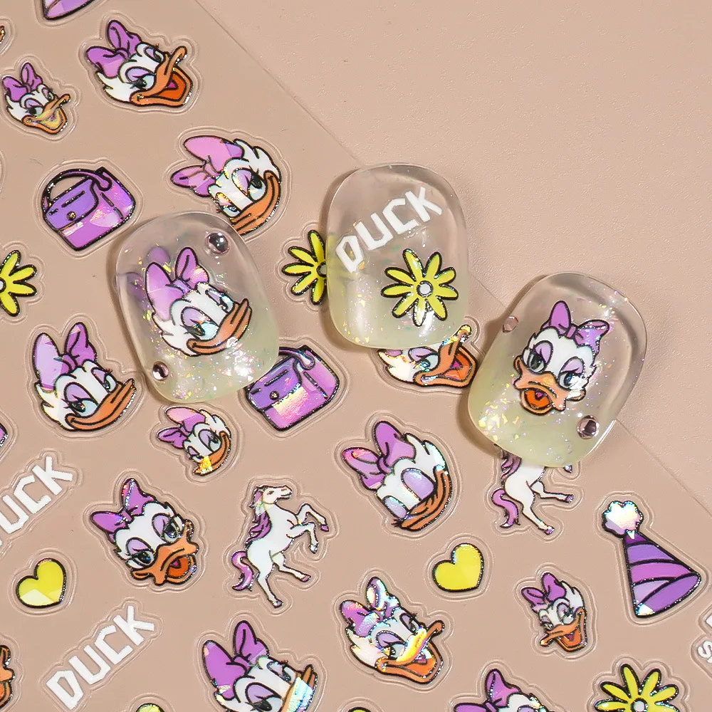 1pc Donald Duck and Daisy Duck Body Jewelry Stickers, Nail Art Decoration, DIY, Cartoon-Style, Stylish Gifts for Girls' Parties