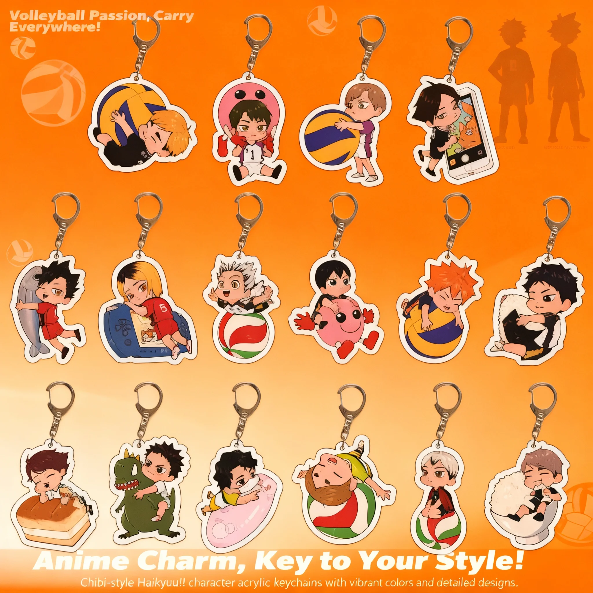 

Volleyball Anime Keychain Haikyuu Shoyo Hinata Tobio Kageyama Kei Tsukishima Acrylic Charm Pendant Decor Accessories for Fans