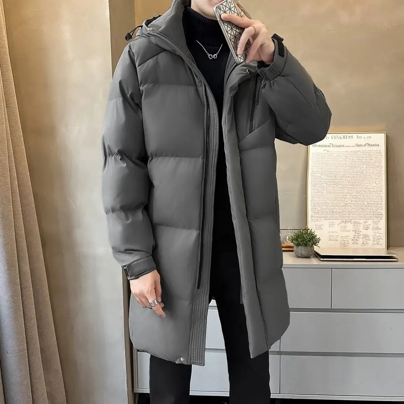 Men's Winter Thickened Cotton Jacket Hooded Loose Fit Outdoor Casual Coat Warm Stylish Long Sleeve Zipper Closure  Color