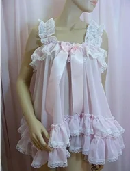 Hot Selling Maid Sissy Sling Volwassen Baby Jurk Roze Pop Pop Pajama Dress Role Play Customization