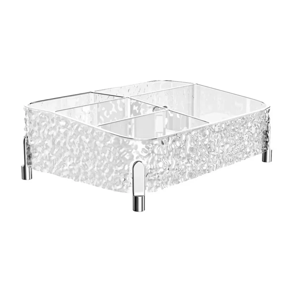 New Glacier-print Makeup Organizer Clear with Legs Makeup Organizer Box PET Split Storage Rack
