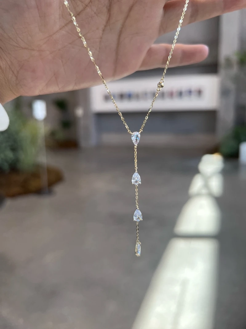 2024 Shiny Zirkon Droplet Overlay Set mit Doppelschicht Gold Farbe Kette Halskette Party frauen Exquisite Schmuck Halskette Acc – Detail 12