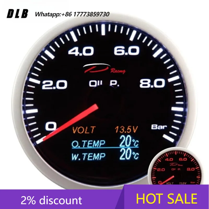 Pressure Gauge Kit Plus OLED Digital DC Voltmeter 12V Oil Temperature Meter Rail Water Temperature Sensor Racing Car Instrument