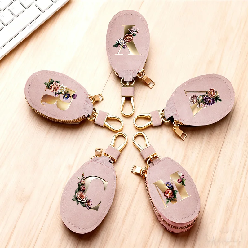 Fashion 26 Matte Printed Letter Keychain Unisex Mini Coin Pu