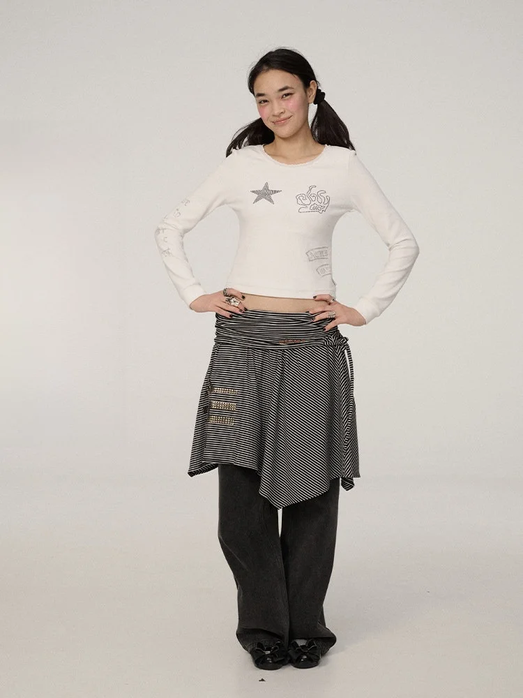 

Новая женская футболка Achihara Star Sugar с коротким рукавом, прямого кроя, из полиэстера, с круглым вырезом, укороченная, модель 2026 года