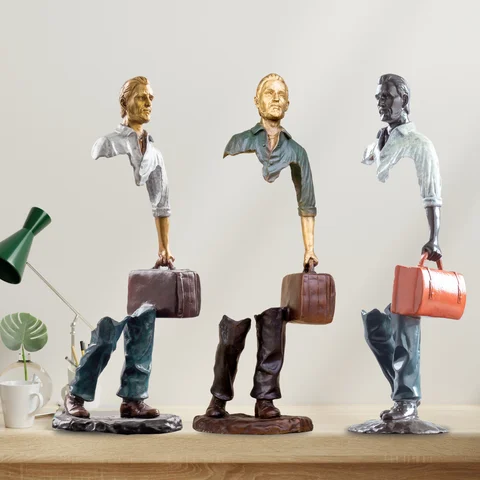 40cm Abstract Traveler Bronze Statue, Handmade Lost Wax Cast Sculpture, Modern Art Decor for Home Office Hotel