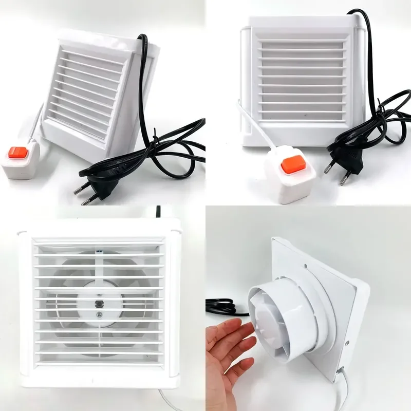 220V 4 Zoll 6 Zoll Geräuscharmer Badezimmer-Abluftventilator Küchen-WC-Wand-Fenster-Lüfter mit Stromkabel