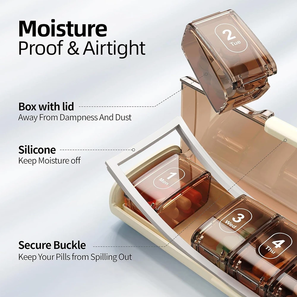 منظم حبوب أسبوعي، مقصورات كبيرة، علبة حبوب كبيرة للمكملات، حامل حبوب جامبو لمنظم الأدوية الضخمة للفيتامينات #5