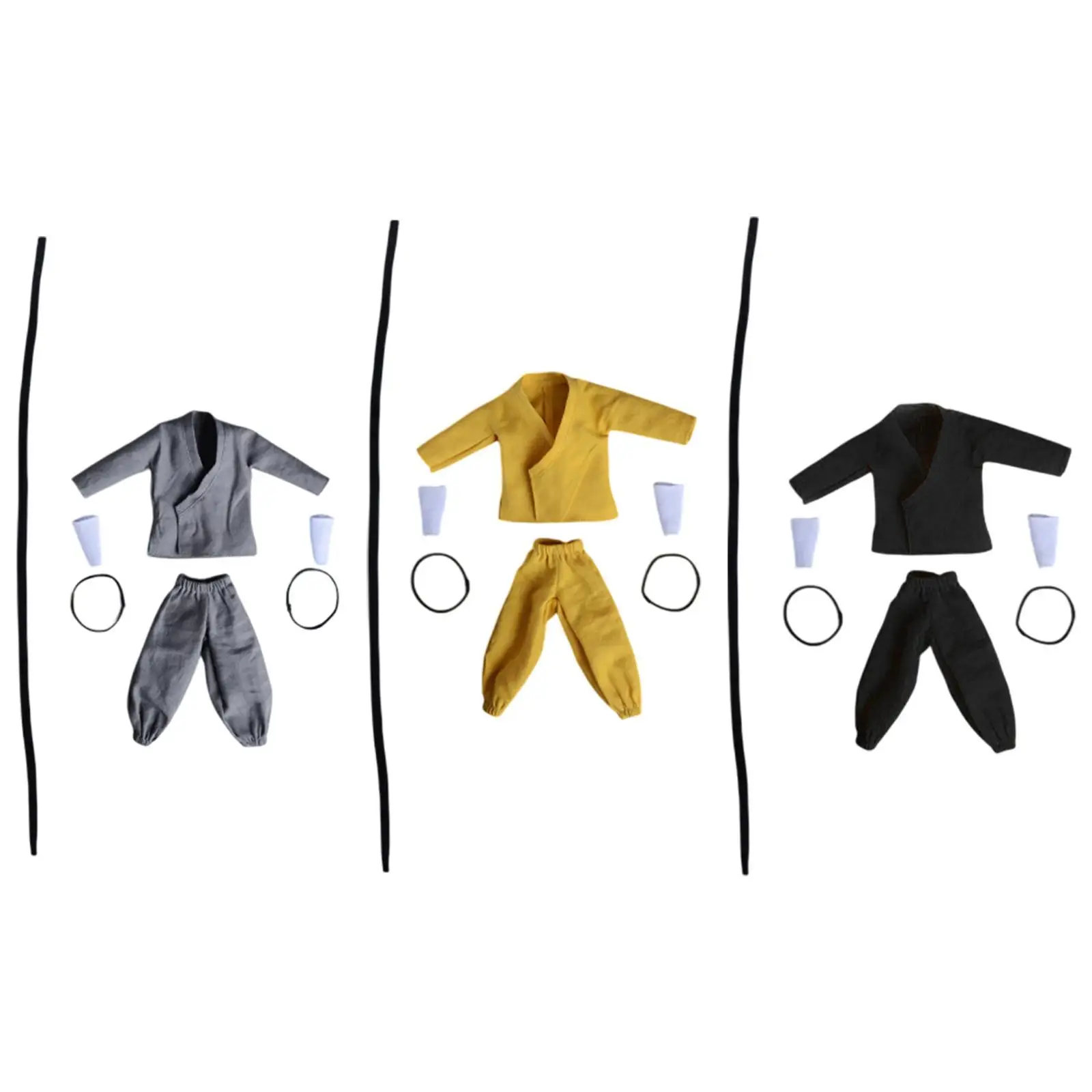 

5Pcs 1/12 Scale Top Coat with Pants Costume Arts Fighter Outfit for 6in Dress up Doll Model Male Figures Accessory