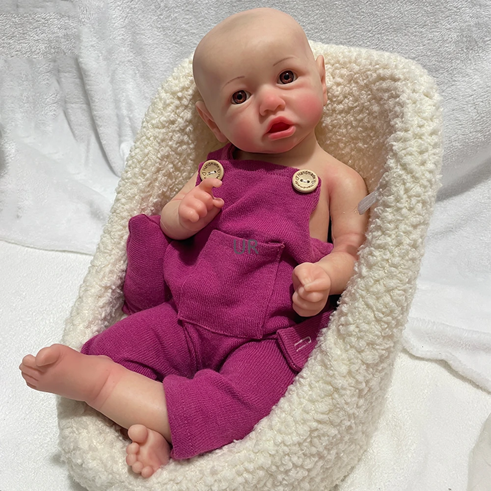 

18"100% Whole Silicone Newborn Baby Girl Handmade Reborn Doll Visible Veins Art Painted Cuddly Bebe Companion Parents Gift Toys