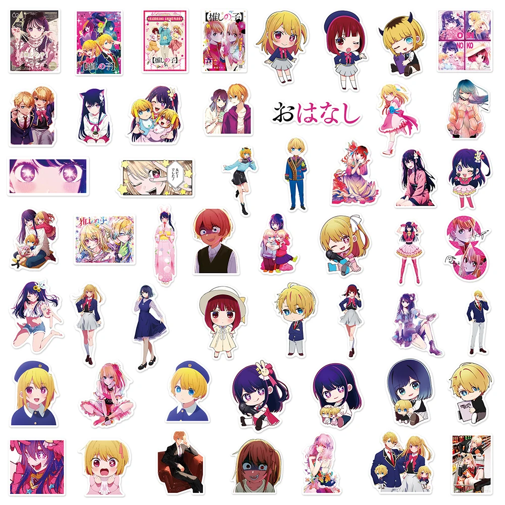 10/30/50/100pcs Hoshino Ai Oshi No Ko Stickers Hoshino Akuamarin Rubii Anime Sticker DIY Scrapbooking Phone Kawaii Girls Decals