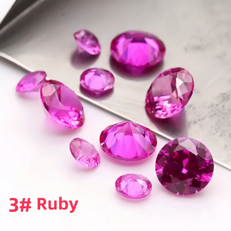 

Hot Sale 4~10mm 3# Ruby Synthetic Corundum Stone Round Shape Brilliant Cut Rose Red Corundum Gems Loose Beads For Jewelry