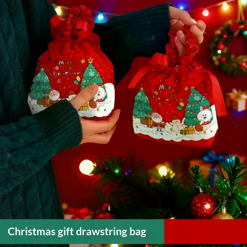 1Pc Velvet Christmas Hand-held Gift Bag For Christmas Eve Carnival Birthday Party Fruit Candy Gift Filling Bag