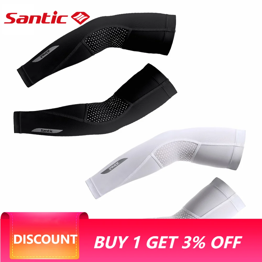 Santic Summer Cycling Arm Sleeve Bicycle Breathable Arm Warmers UV Protection Sports Outdoor Ice Fabric Cycling Arm Sleeve