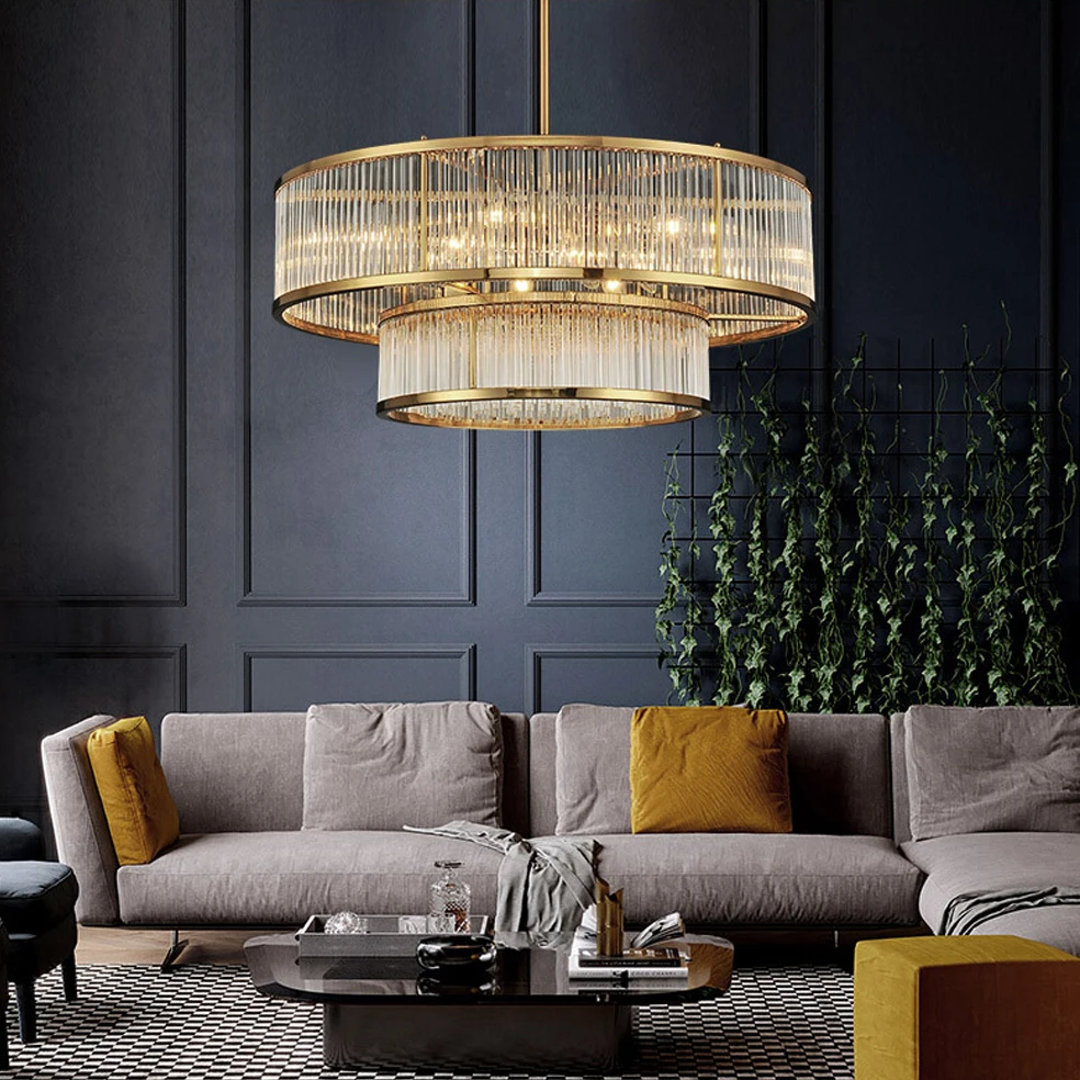 

E14 Led Retro American Copper Golden Round Linear Pendant Lights Pendant Light Suspension Luminaire Lampen For Dinning Room