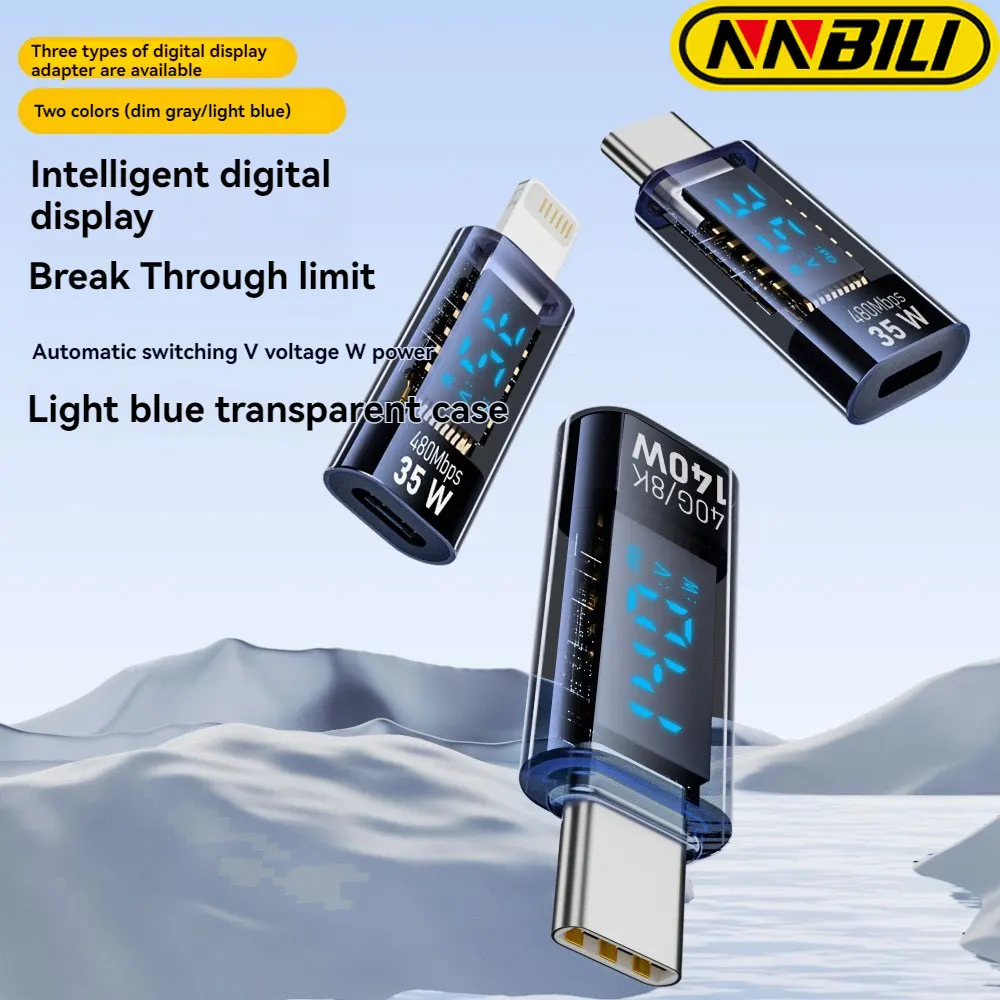 NNBILI Type C Power Meter Tester PD140W LED Display Fast Charging Cable Adapter USB4.0 40Gbps for iPhone 15 Series iPad MacBook