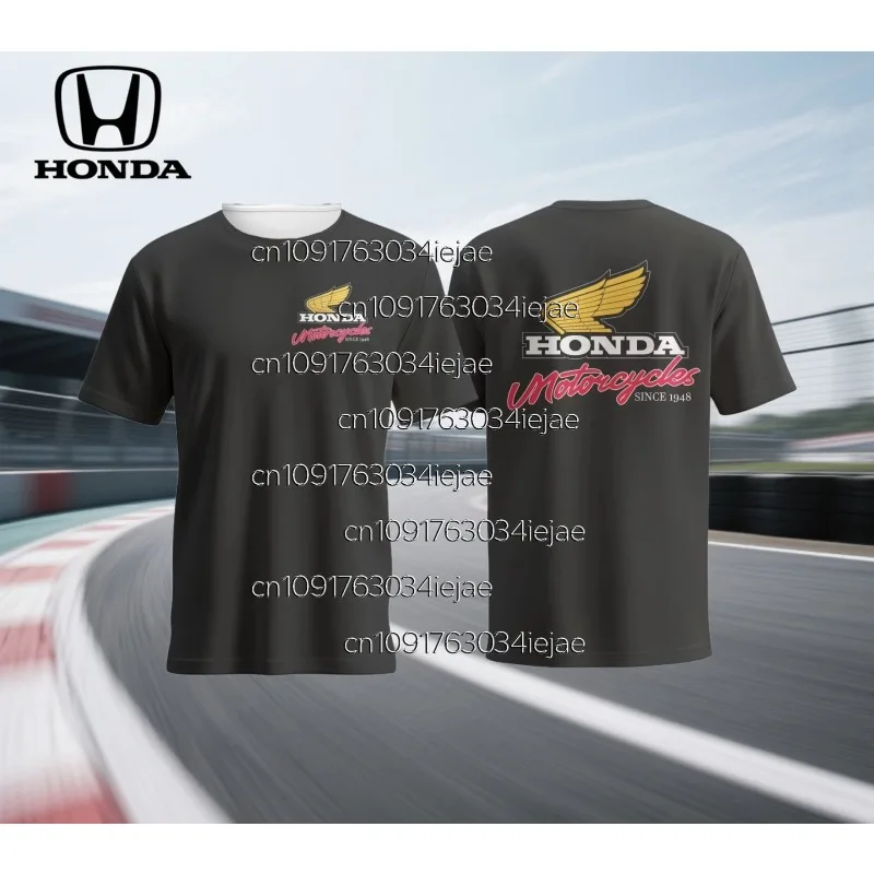 تي شيرت صيفي للرجال لسباق الدراجات النارية Honda HRC بأكمام قصيرة يسمح بالتهوية لراكبي الدراجات الحضرية وسائقي الدراجات النارية في الهواء الطلق