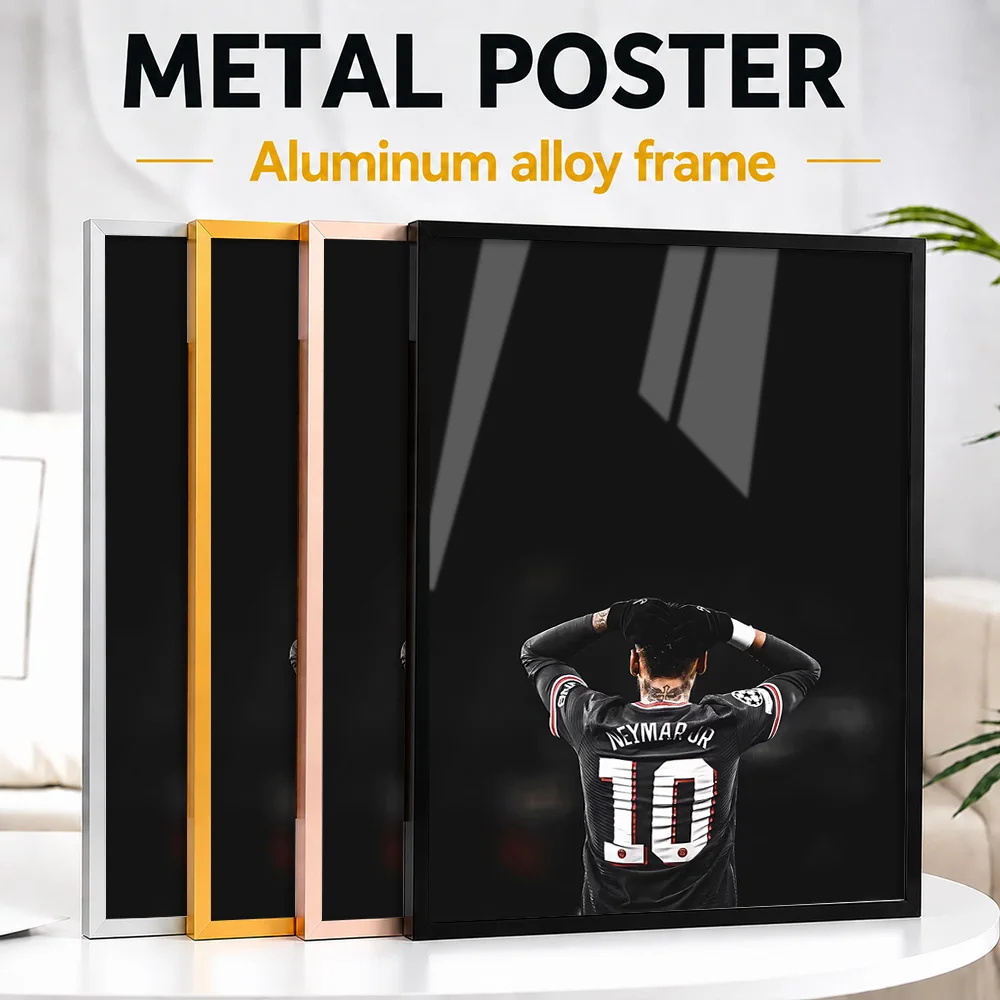 Neymar Junior Back View Number Ten Framed Aluminum Metal Poster Customized Victory Tribute Wall Art For Athletes Decorating Gym