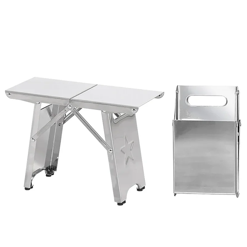 

Stainless steel folding stool thickened outdoor fishing stool subway bench small Mazar art car chair.