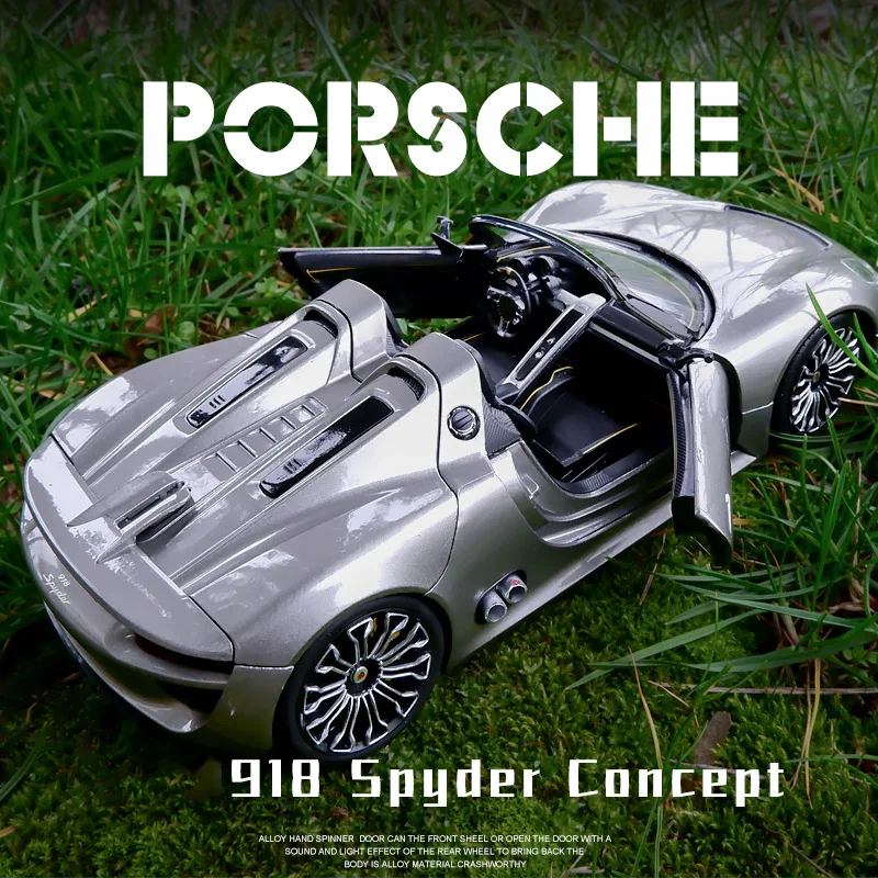 WELLY 1:24 Porsche 918 Spyder Alloy Sports Car Model Diecasts Metal Toy Vehicles Car Model Simulation Collection Childrens Gifts