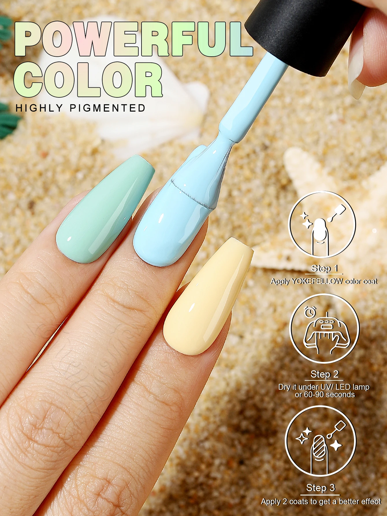 YOKEFELLOW-UV Gel Unha Polish Kit, Macaron Esmalte, Mergulhe Off, LED Nail Art, Manicure Presentes, Primavera, Verão, 6 pcs