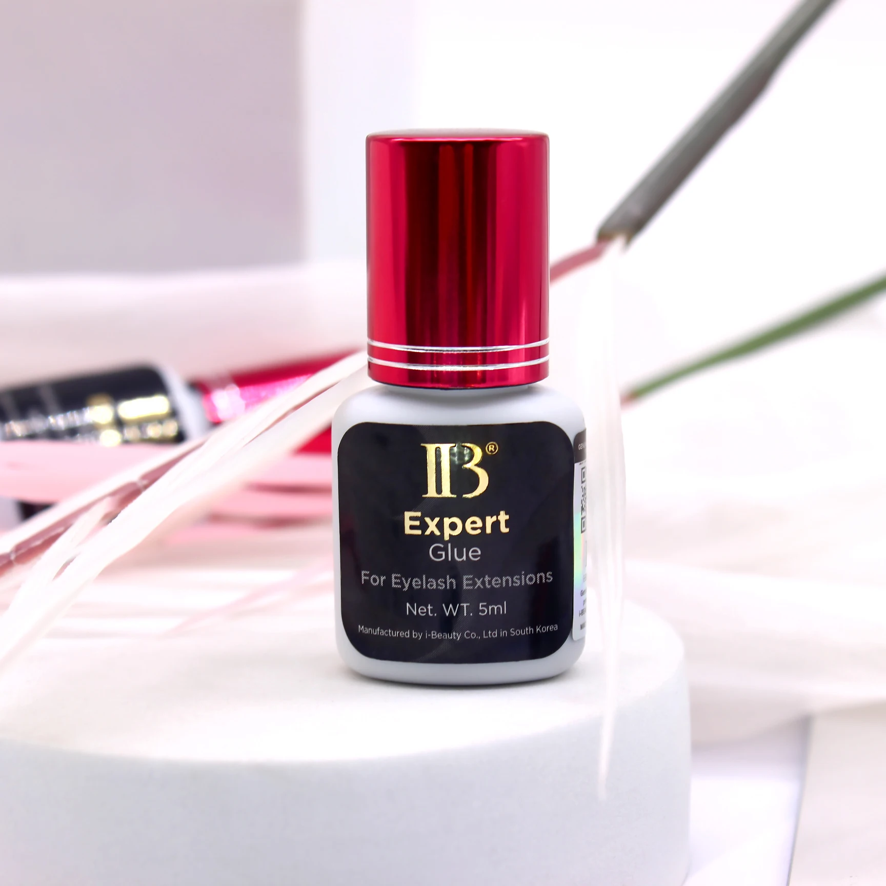 IBeauty Expert Kleber für falsche Wimpern, Verlängerungszubehör, selbstklebende weinrote Kappe, 5 ml, Korea Original Makeup Tools Lava Lash