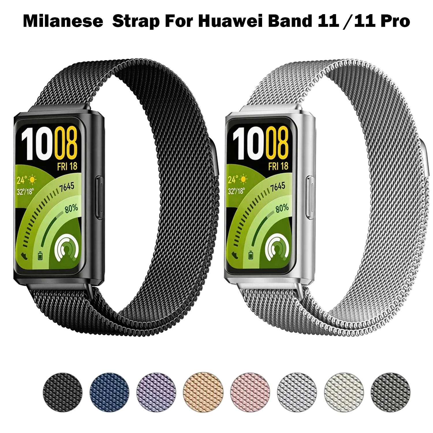 Milanese Loop Armband für Huawei Band 11, Edelstahl, Metall, magnetisch, Ersatzarmband, Huawei Band 11 Pro Zubehör