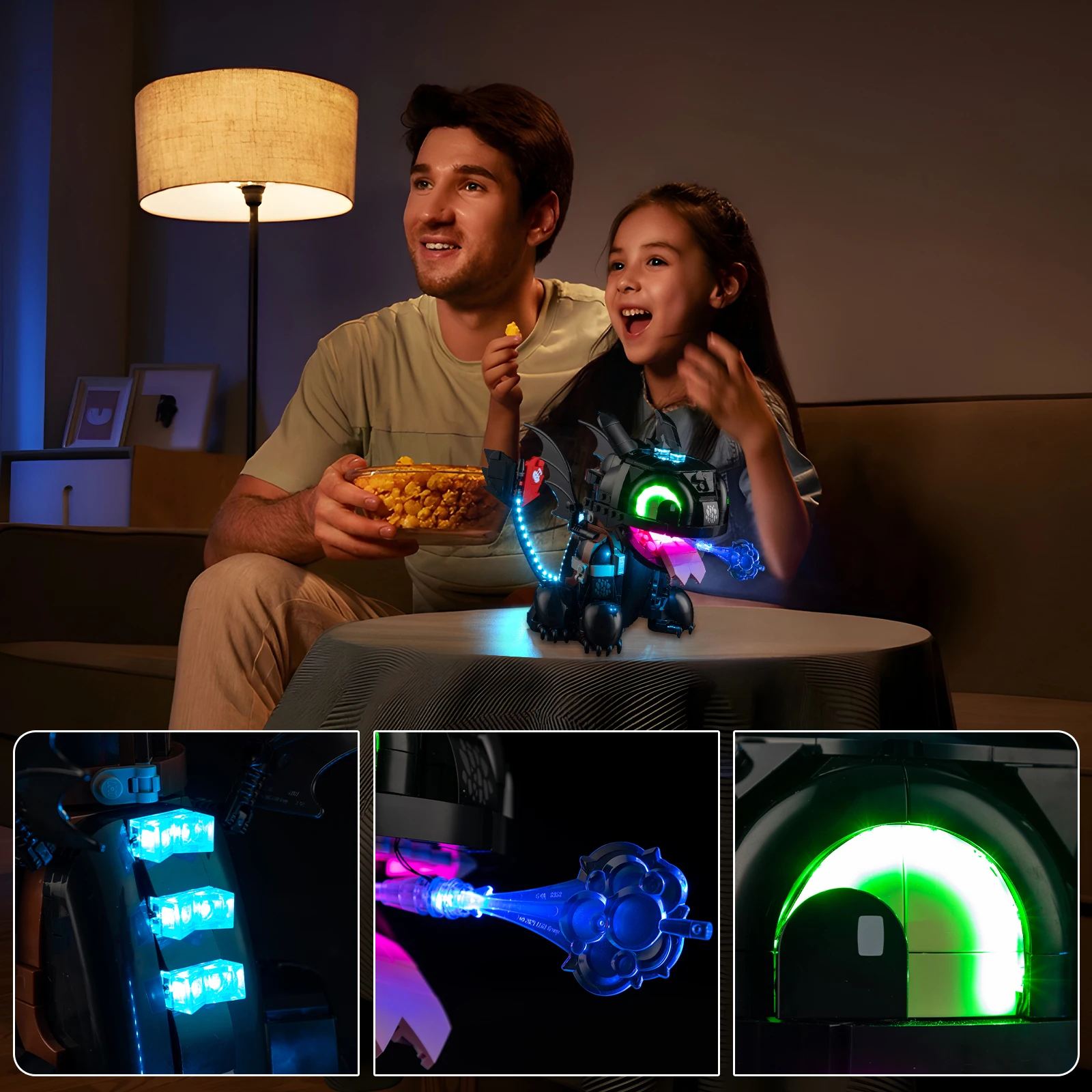 Kyglaring conjunto de iluminação led brinquedos diy para como treinar seu dragão: blocos de construção desdentado 10375 (sem modelo)