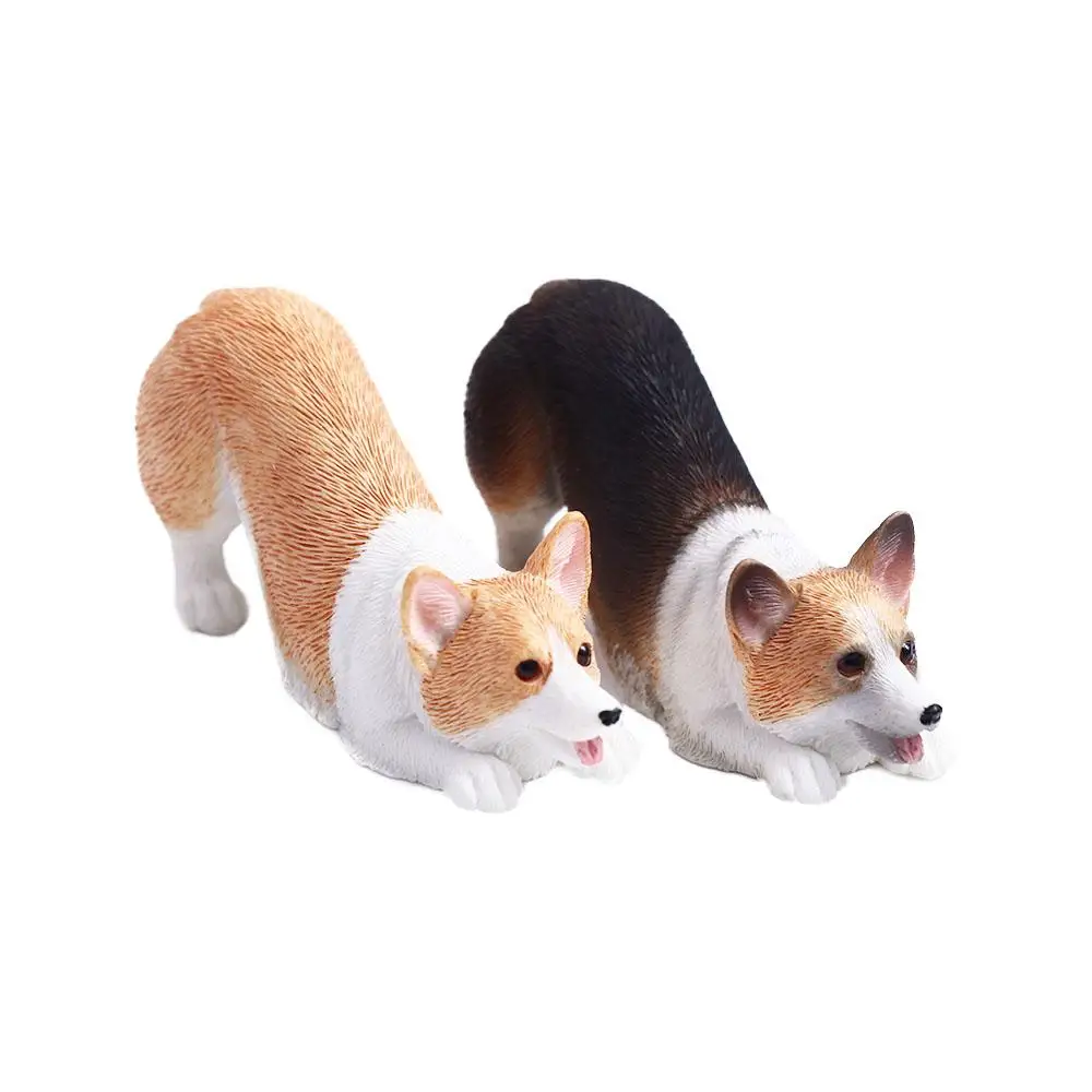 Cute Simulation Dog Miniature Figurines Mini Animal Corgi Resin Model Car Ornament for Home Decor Accessories Children's Gift