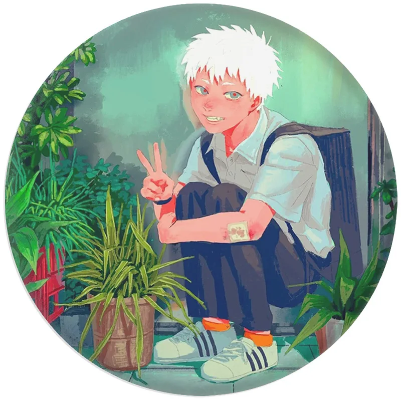 

Anime The Summer Hikaru Died Badges Round Tinplate Button Brooch Creative Manga Bag Lapel Pin Decoration Kids Friends Gifts
