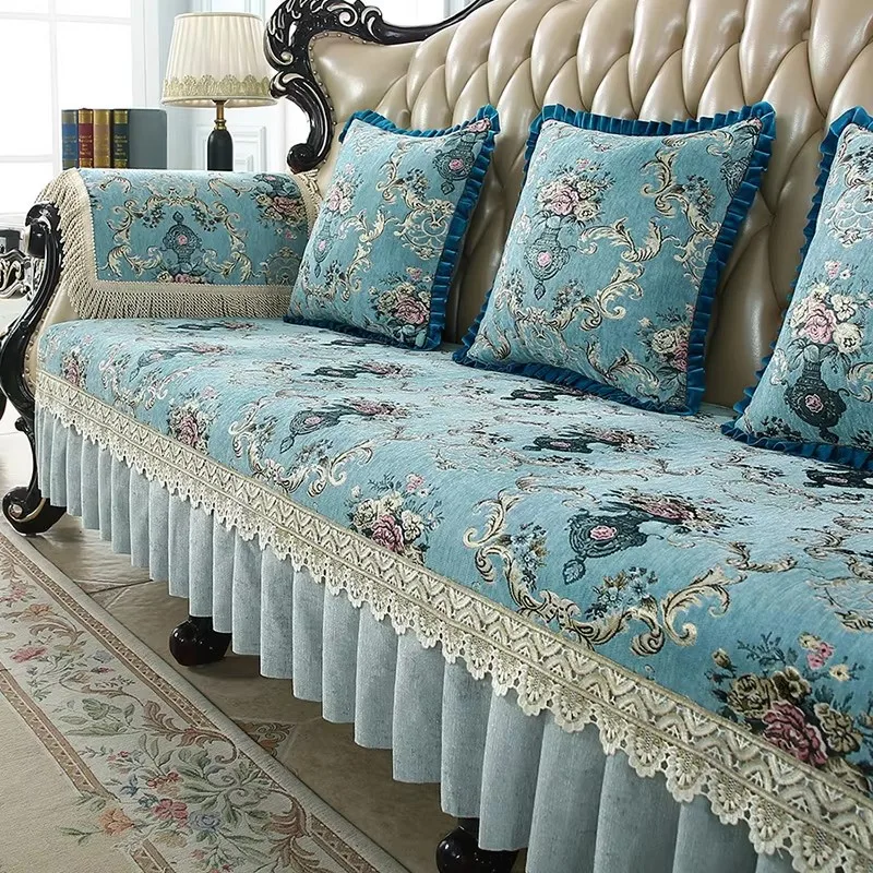 AIWINSURE-Europe Sofa Cover 2 Seater, 3, 4 Seater, Couch Slipcover Protector, Armchair Seat Cover, Anti-slip, Chenille Jacquard
