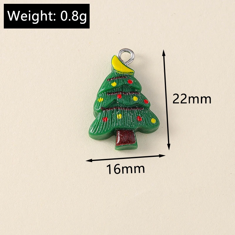 10 Stück niedliche Weihnachtsanhänger aus Kunstharz mit Weihnachtsmann, Rentier und Baum für die Herstellung von Halsketten, Ohrringen, DIY-Bastelarbeiten und Schmuckzubehör – Detail 21