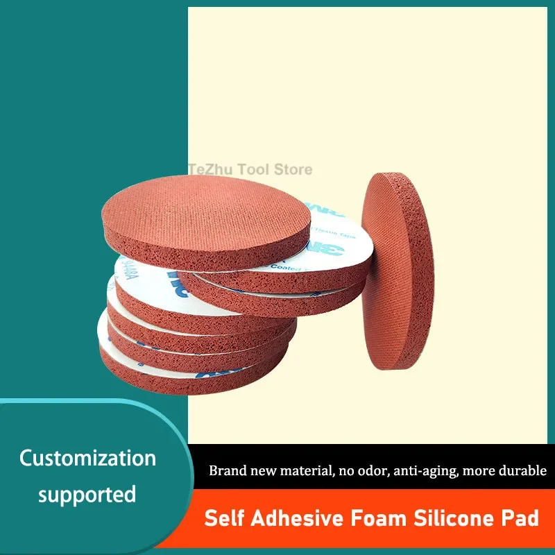 10pc Self Adhesive Foam Silicone Pad Back Adhesive High Temperature Resistant Red Sponge Pad Self-adhesive Circular Gasket
