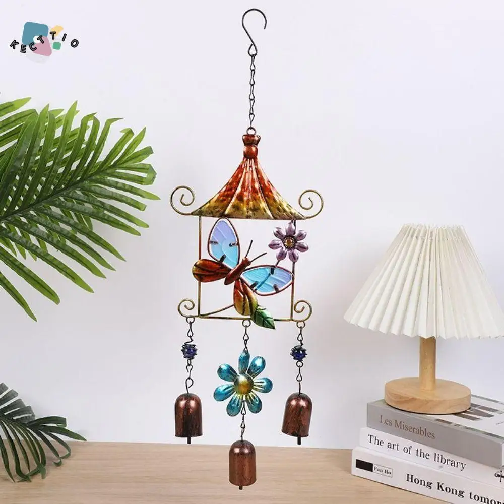 

Creative Cartoon Butterfly Wind Chime Hangable Handicraft Birds Hanging Pendant Painted Iron Wind Chime Home Decor