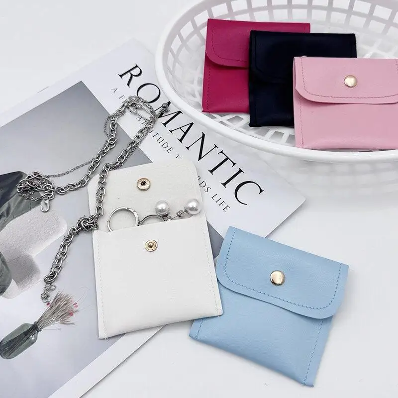 

5/10Pcs Portable PU Leather Jewelry Storage Bag Earring Necklace Rings Party Travel Wedding Packaging Gift Snap Storage Pouch