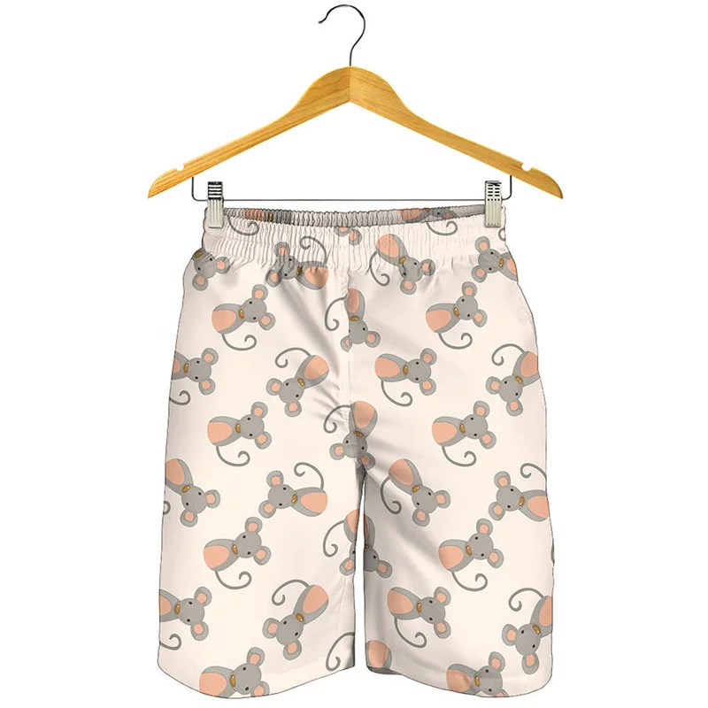 Cute Little Rat Graphic Short Pants Men Kids 3D Printed Animal Mouse Beach Shorts Summer Quick Dry Swim Trunks Surf Board Shorts