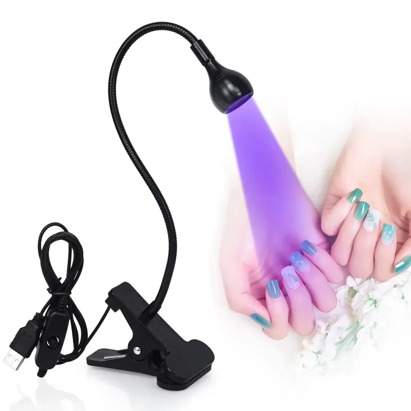 Lampada UV a LED per unghie per asciugare le unghie in Gel smalto Clip-On scrivania flessibile Mini lampada per unghie USB portatile essiccatore a luce UV per salone di Manicure