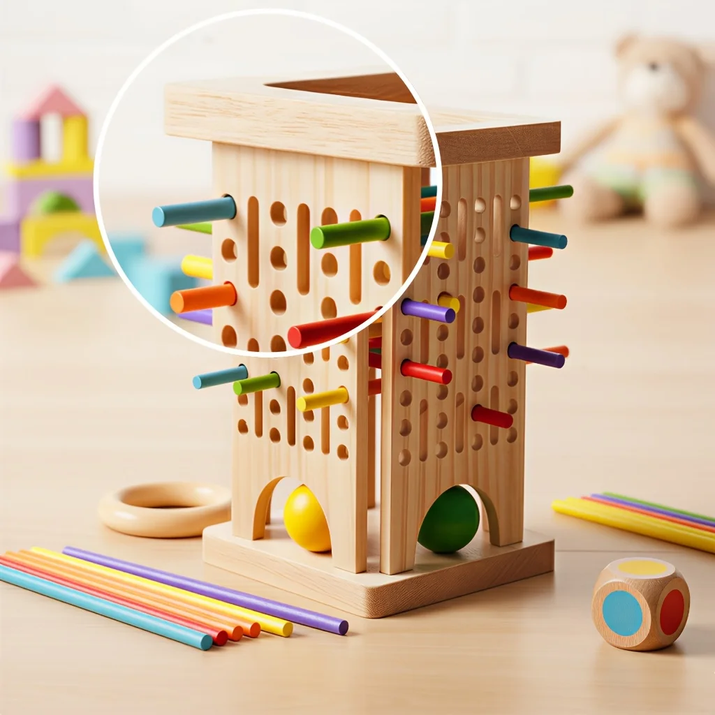 Montessori Wooden Board Game Colorful Sticks Dice Game Math Learning Toys Fine Motor Skills Counting Toy for Kids Family Travel view 4