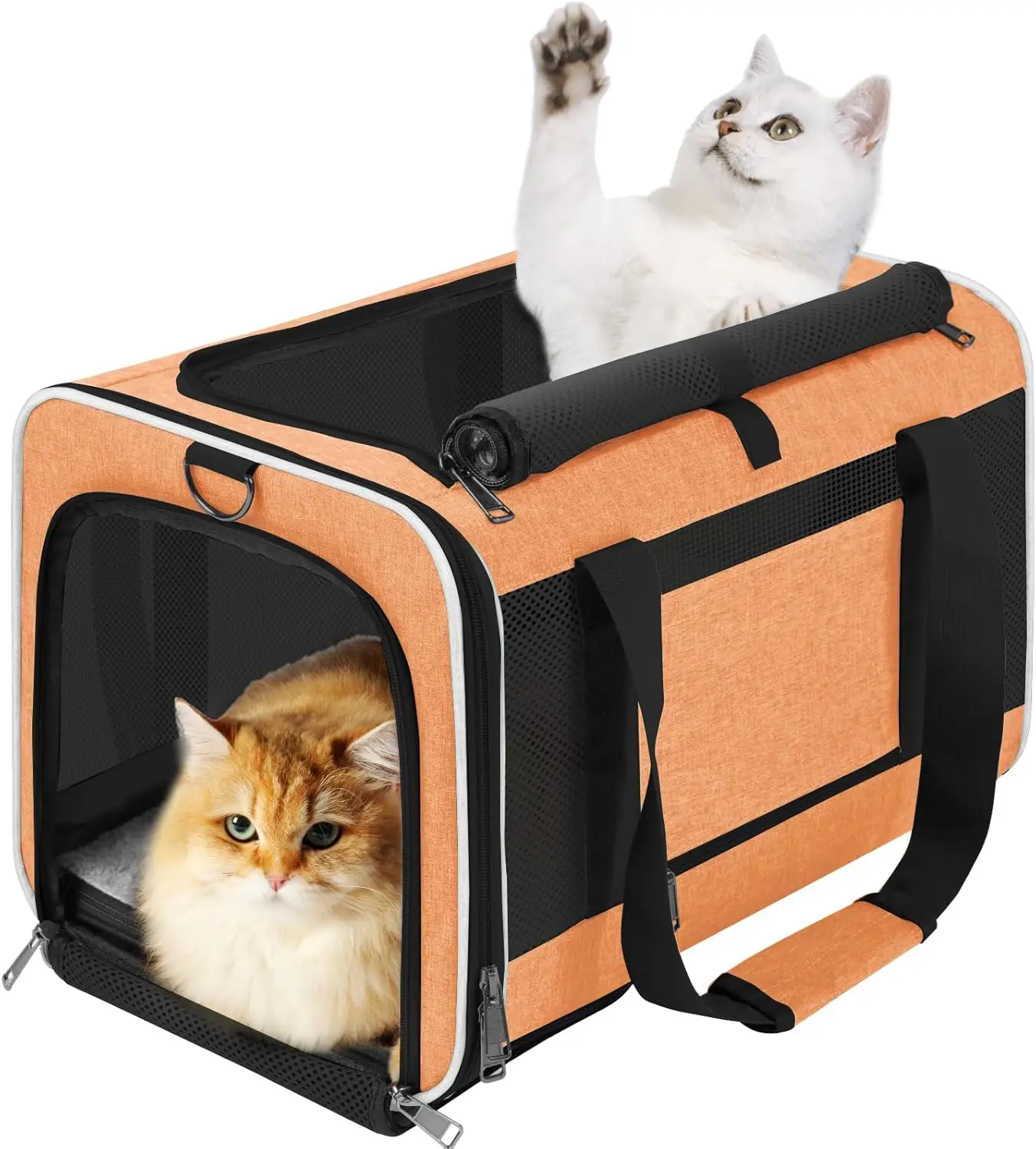 

Large Soft Cat Carry Bag, Top-Opening Pet Travel Kennel for Small Dogs & Rabbits, 18x12x12in, Orange