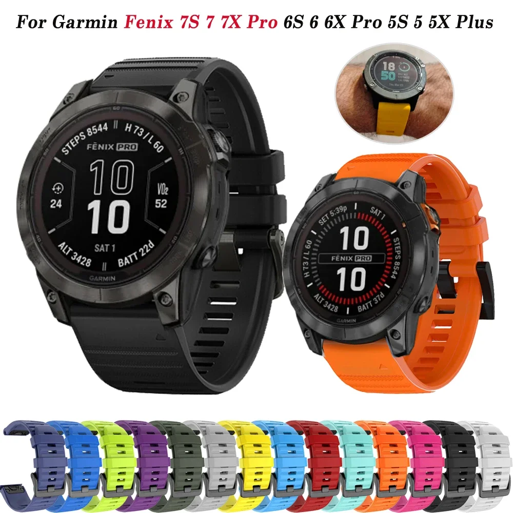 20 22 26mm Silicone Watchband Strap For Garmin Fenix 7X 7 7S Pro 5 5X 5S Plus 6X 6 6S Epix Smartwatch Wristband Easyfit Bracelet