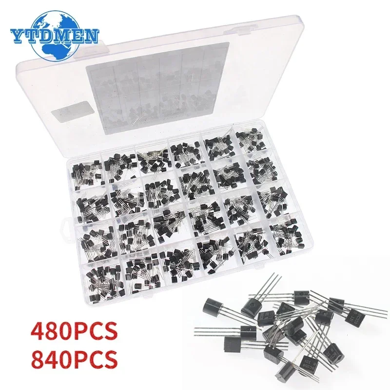 24 Values TO-92 Transistors Kit NPN PNP Transistor 2N2222 2N3904 2N5551 BC327 BC337 BC547 BC549 BC558 A1015 C1815 C945 S8050