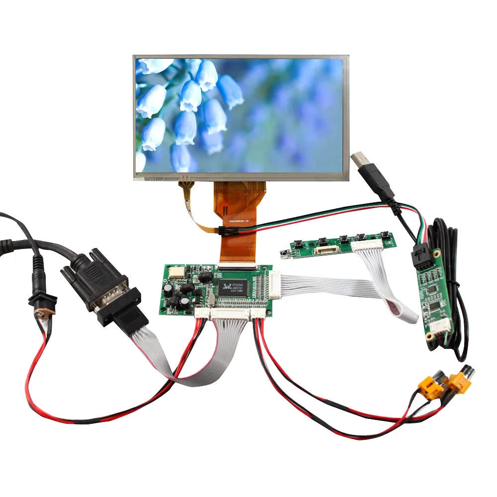 VGA AV LCD Controller Board 7inch AT070TN92 800X480 Resistive Touch Display