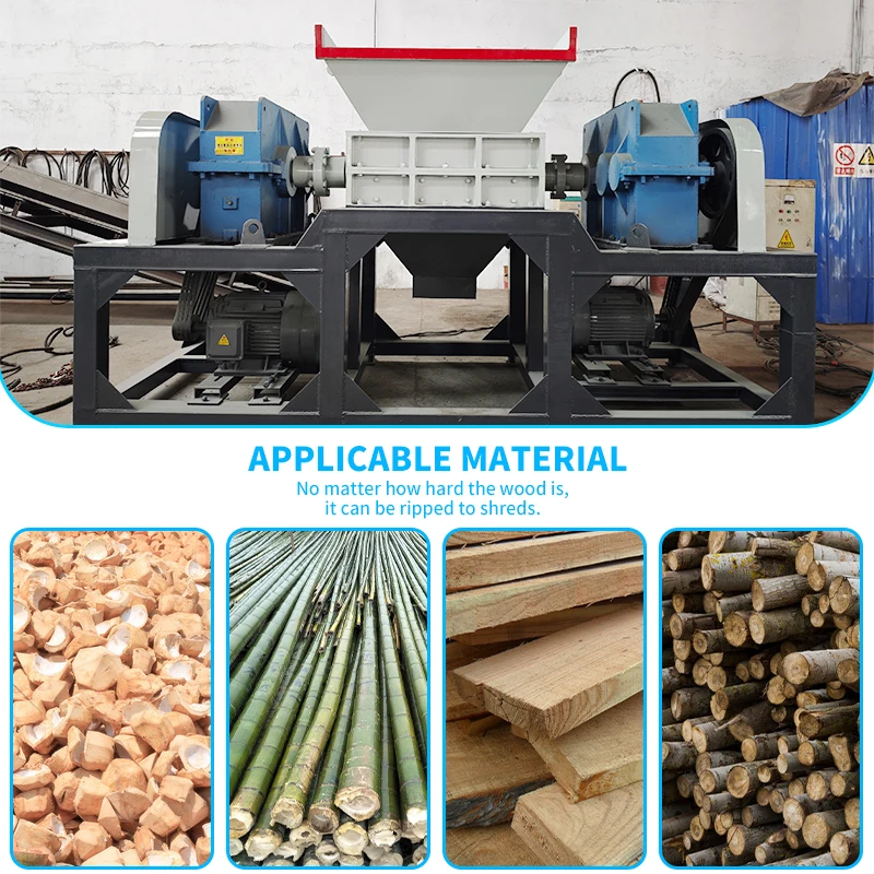 Multi-Functional Wood Panel Furniture Double Shaft Shredder Machine For Foam Mattress Waste Household Motor Pump Bearing
