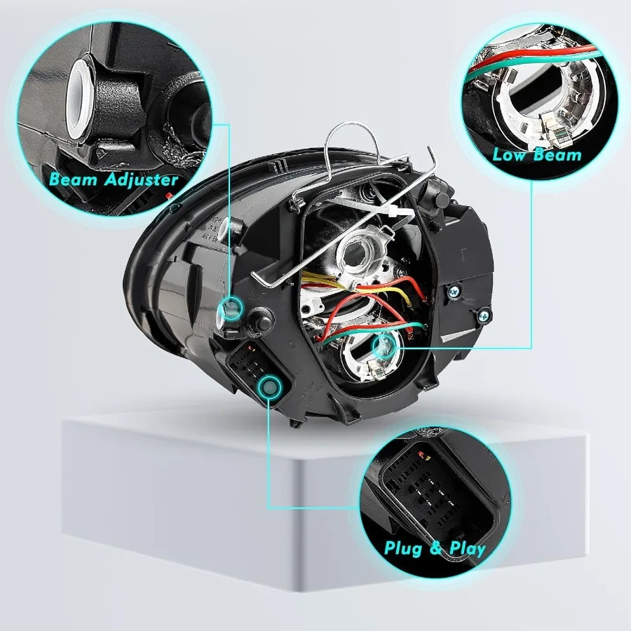 Хромированные фары в сборе для VW Volkswagen 20062010 Beetle, 2-дверный трансформируемый хэтчбек, галогенный проектор для водителя и пассажира