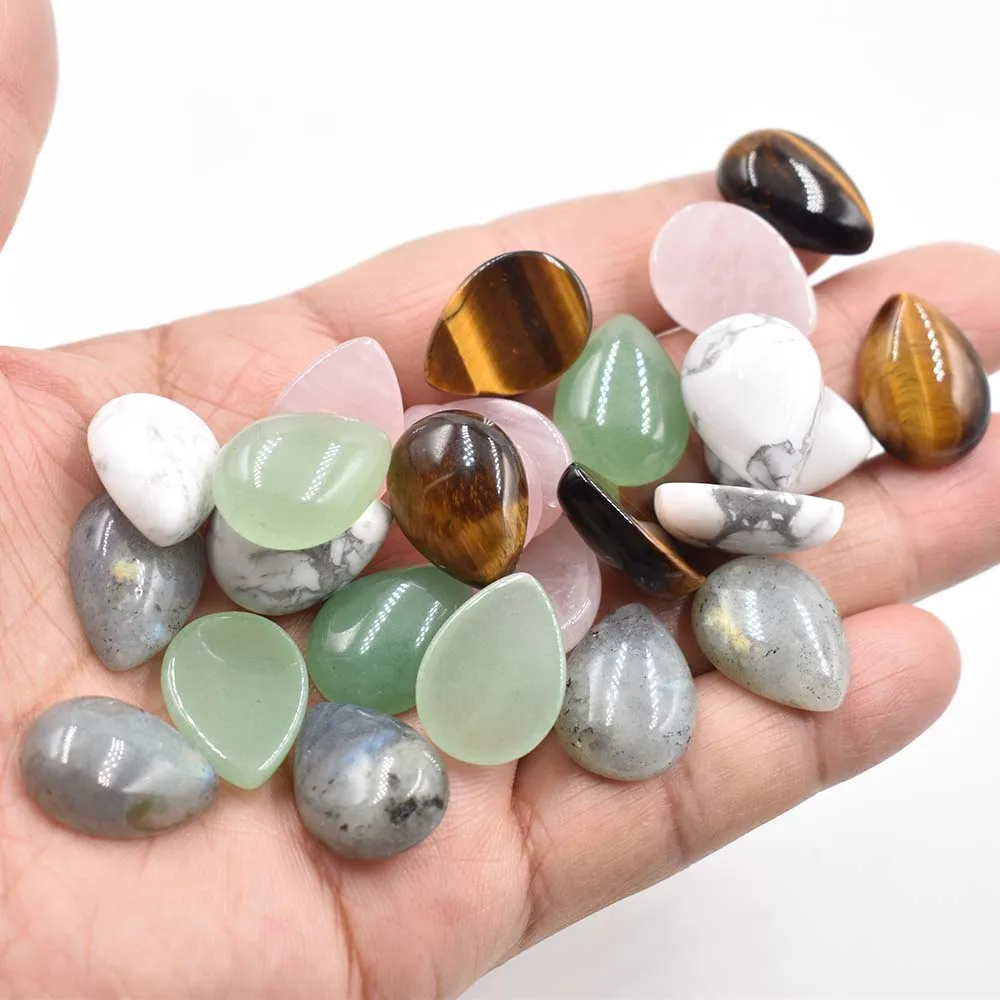 Kostenloser Versand 30 Stück/Los Großhandel 15x20mm verschiedene Naturstein-Wassertropfen-CAB-CABOCHON-Perlen für die Herstellung von Schmuckzubehör. – Detail 1