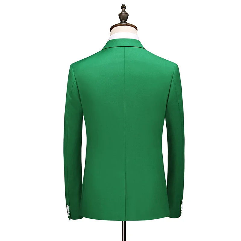 Bright Green Men\'s Blazer Jacket, Two Button V-Neck Coat, Wedding Party Formal Dress Tops Blue Red Yellow Green Blazers