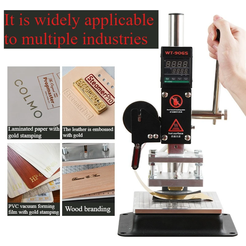 소형 데스크탑 수동 로고 핫 스탬핑 기계 목재 상표 엠보싱 브랜드 인덴테이션 기계 PU 가죽 핫 인덴테이션